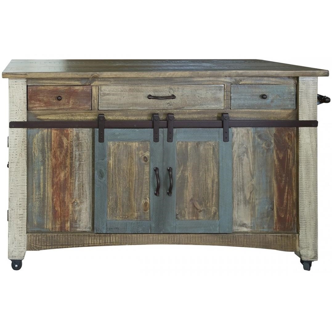 International Furniture Direct 900 Antique Rustic Solid Wood 3 Drawer
